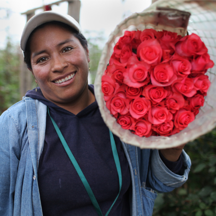 woman-holding-fair-trade-certified-roses
